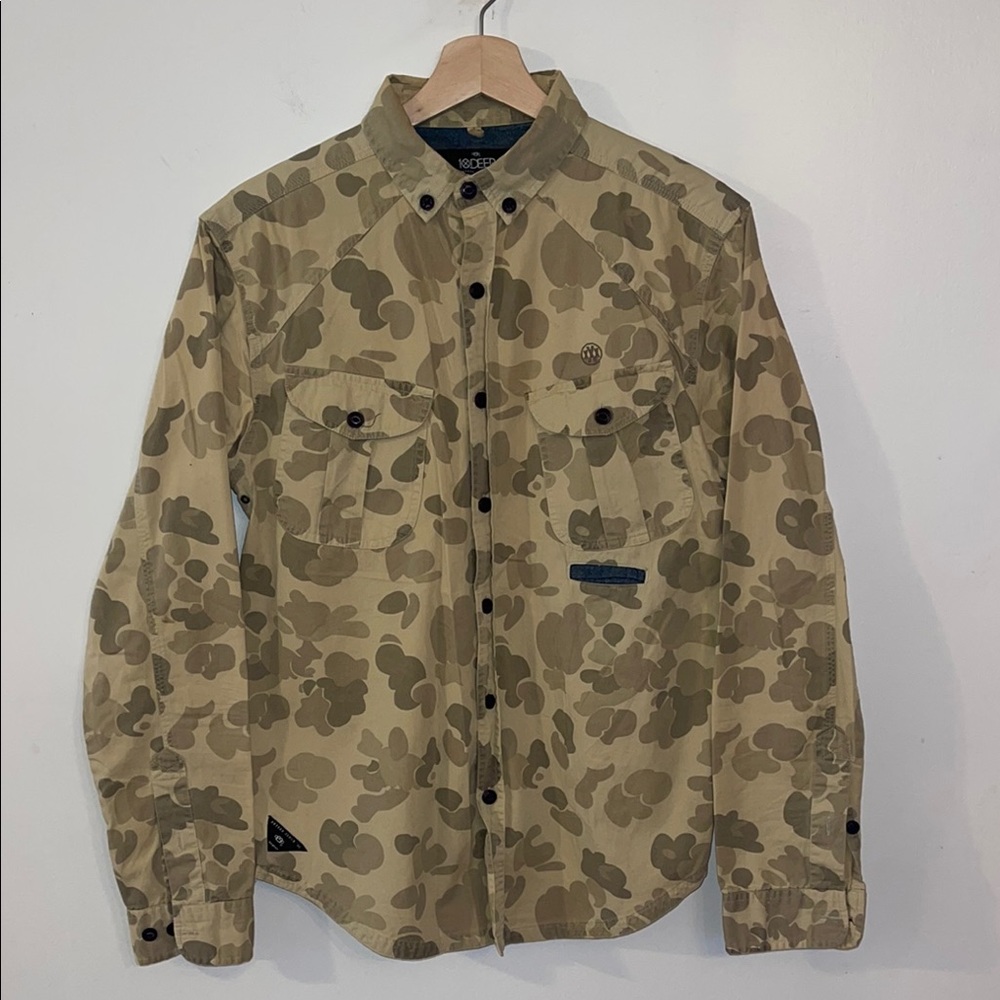 Vintage  10 Deep‎ Cotton Canvas Desert Camo Men's Long-Sleeve Button-Up Shirt